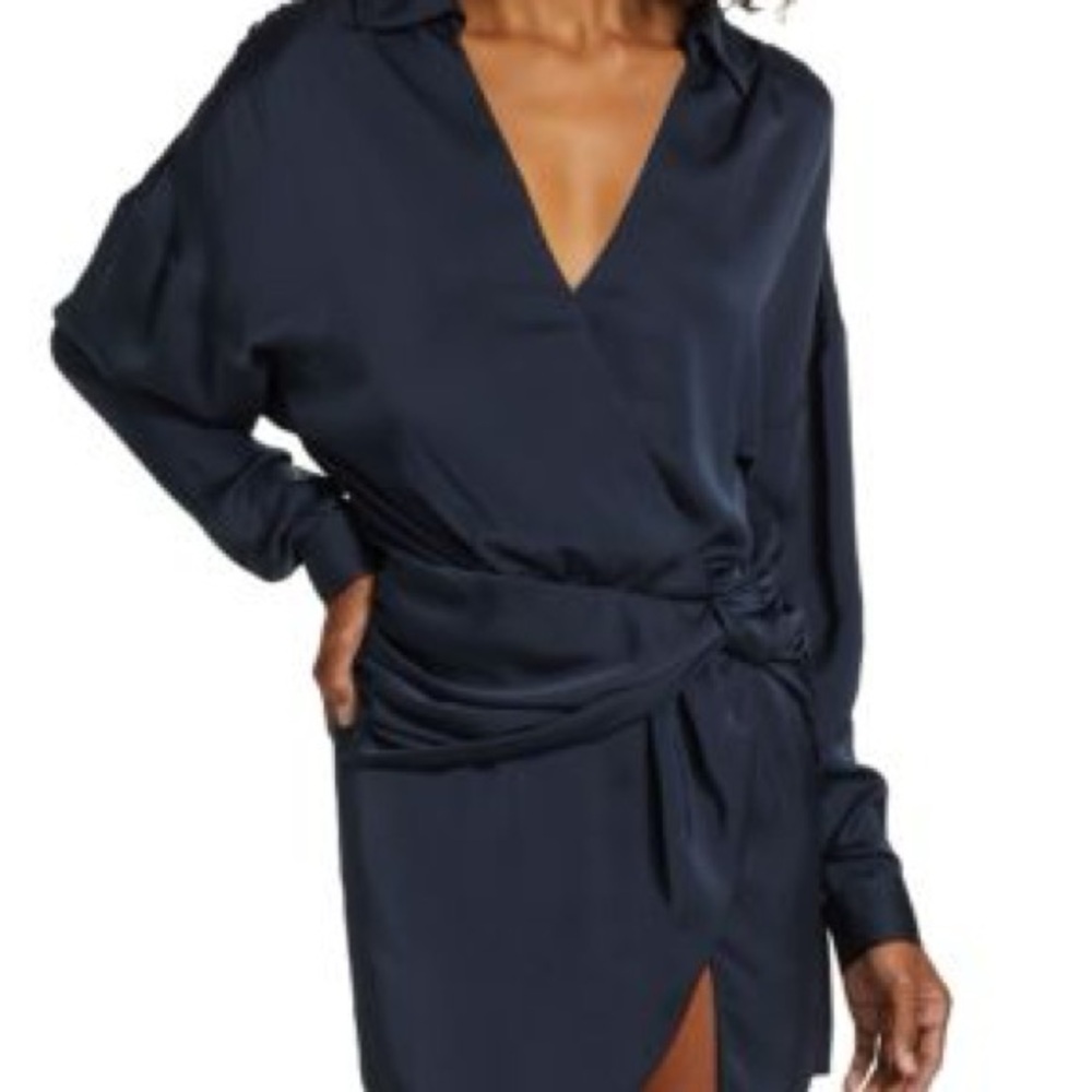 Elegant Navy Wrap Dress Ramie Brook new  6 Jaymie